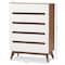 Baxton Studio Calypso Mid-Century White and Walnut Wood 5-Drawer Storage Chest 137-7501 - alternate 6
